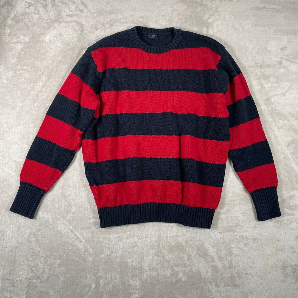 John Galt Women's Sweater Knit Pullover Stripes Coastal Casual OS Red/Blue